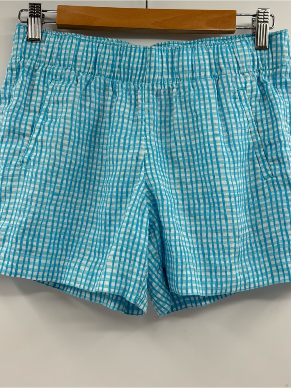 Lilly Pulitzer Lilo Linen Blue Seabreeze Gingham Summer Shorts Size XS - Picture 3 of 7